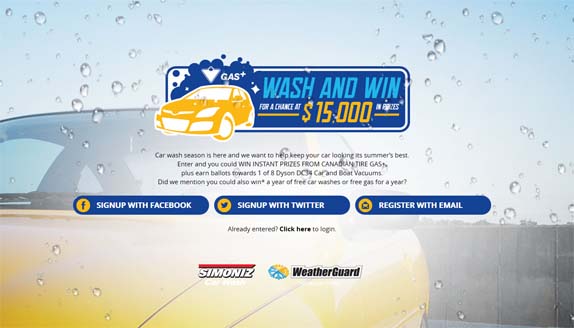 Canadian Tire Gas+ Wash and Win Contest