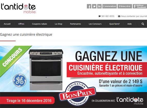 Concours L’antidote mobile Gagnez une cuisinière électrique encastrée, autonettoyante et à convection