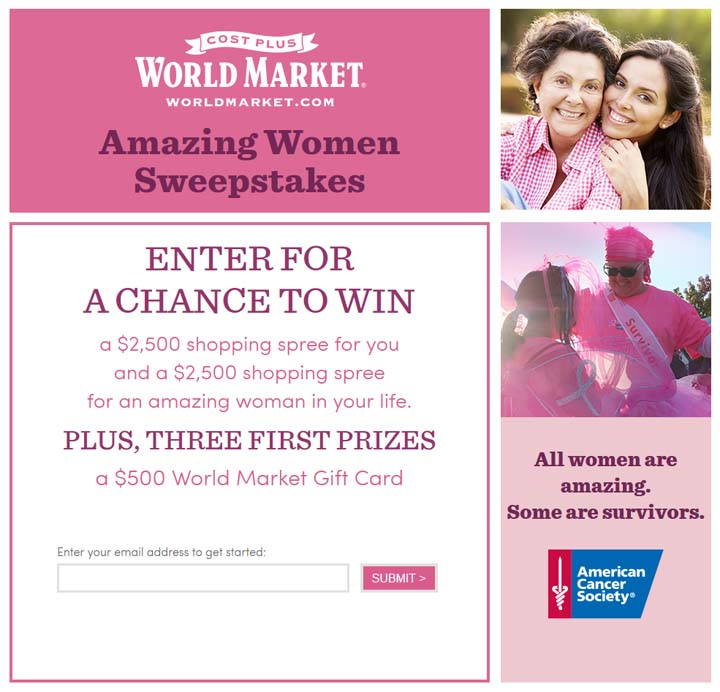 Cost Plus World Market Amazing Women Sweepstakes