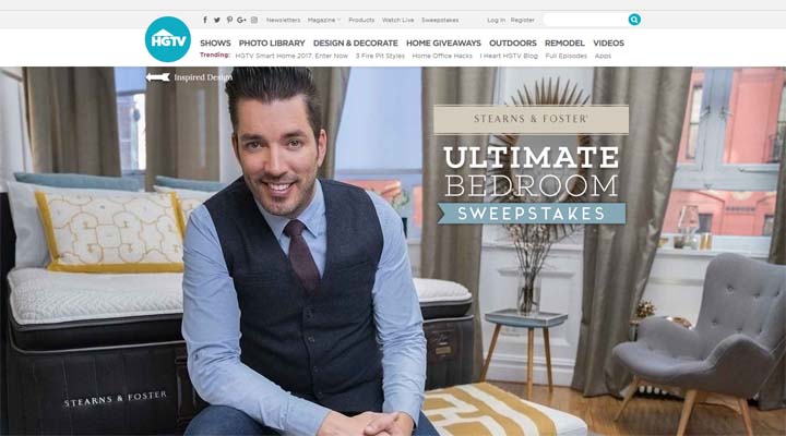 HGTV Stearns & Foster Ultimate Bedroom Sweepstakes
