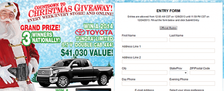 christmas giveaway toyota