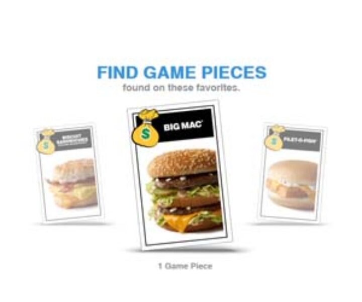 Find Game Pieces at McDonalds