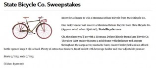 state bicycle co sweepstakes
