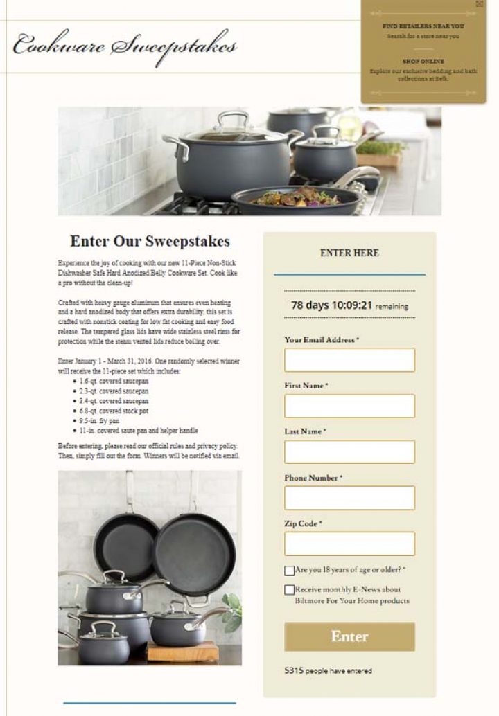 cookware sweepstakes