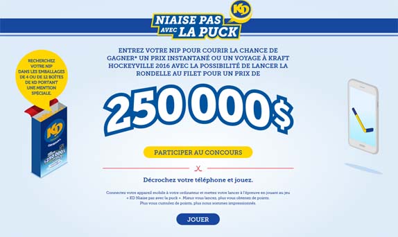 Concours Kraft Dinner Niaise pas avec la puck