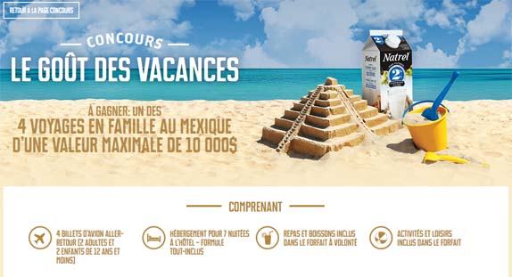 Concours Natrel Le goût des vacances