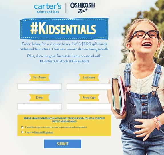 Carter’s | OshKosh #Kidsentials Contest