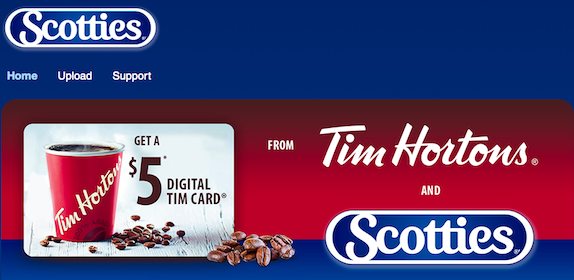 Scotties $5.00 Tim Hortons Digital Gift Card Offer