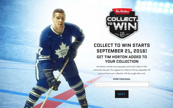 Tim Hortons Collect to win Hockey Contest