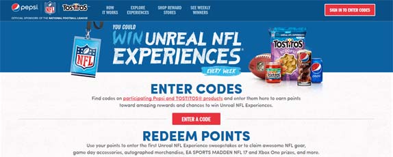 TOSTITOS and PEPSI Football Promotion Sweepstakes