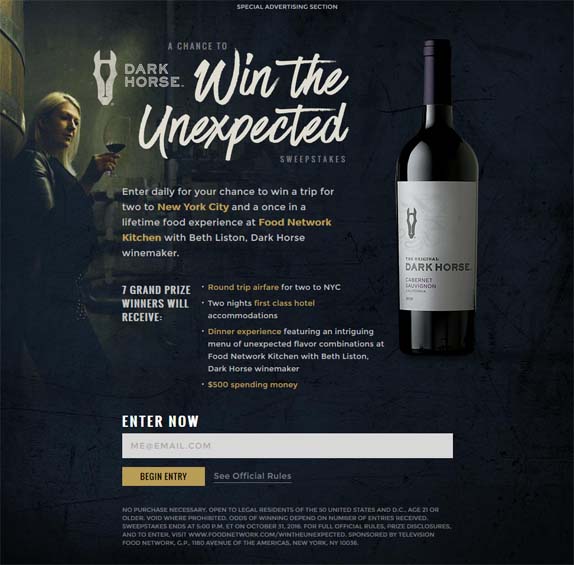A chance to win the Unexpected Sweepstakes