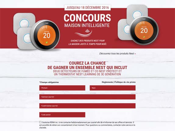 Concours Rona Une maison intelligente pour Noël grâce aux incroyables produits Nest