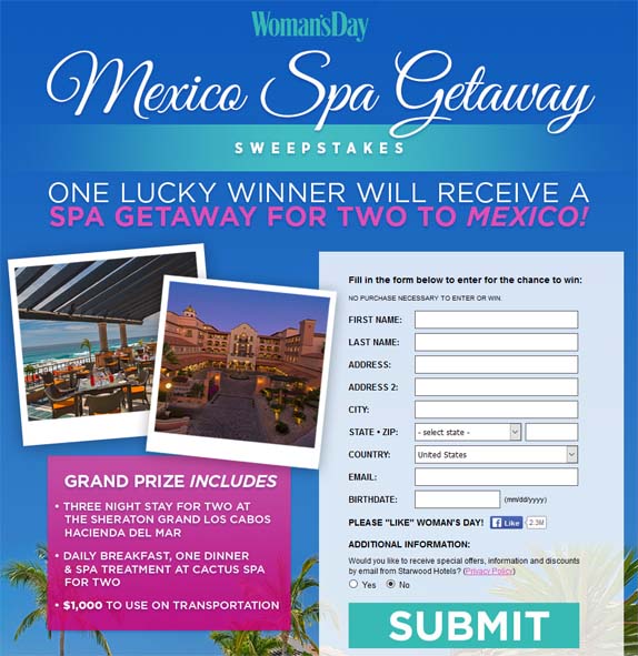 Woman’s Day Spa Getaway Sweepstakes