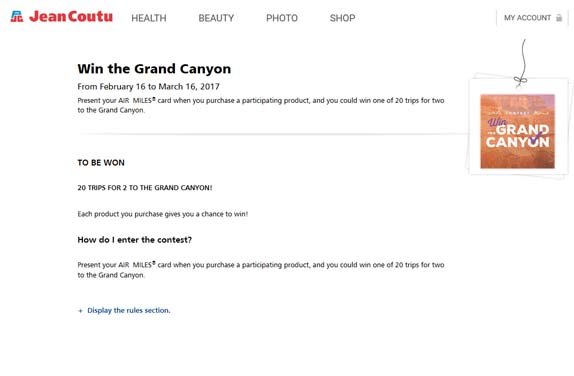 Jean Coutu Win the Grand Canyon Contest