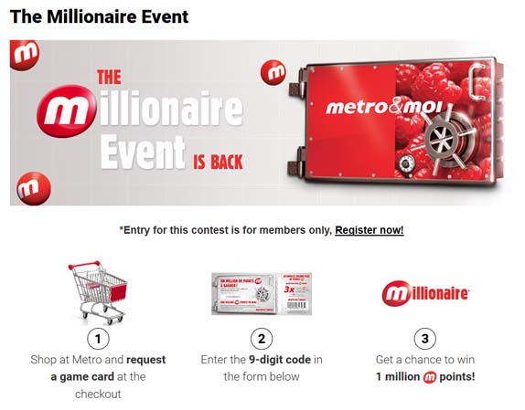 Metro Millionaire Event Contest