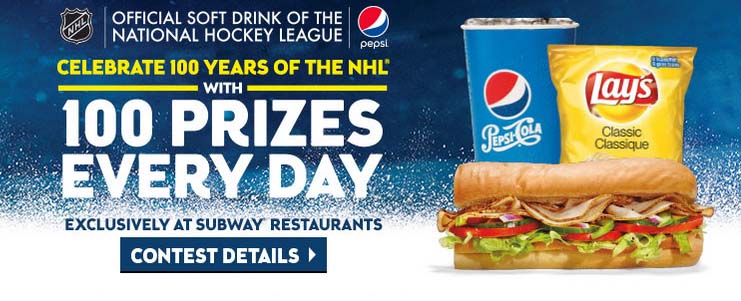 Pepsi 100 Years of NHL Hockey at SUBWAY Contest