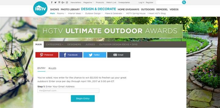 hgtv ultimate outdoor awards