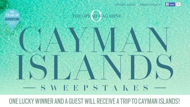 Oprah Magazine Cayman Islands Sweepstakes