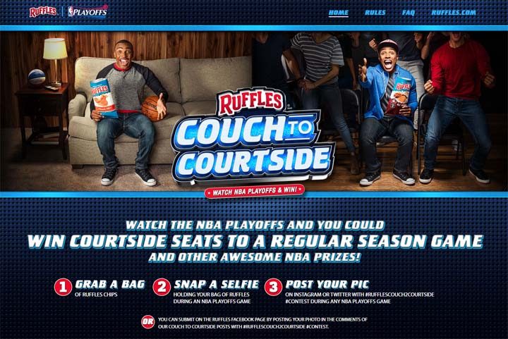ruffles couch to courtside