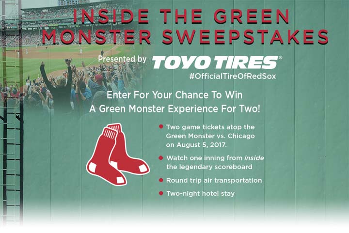 Toyo Tires Inside the Green Monster Sweepstakes