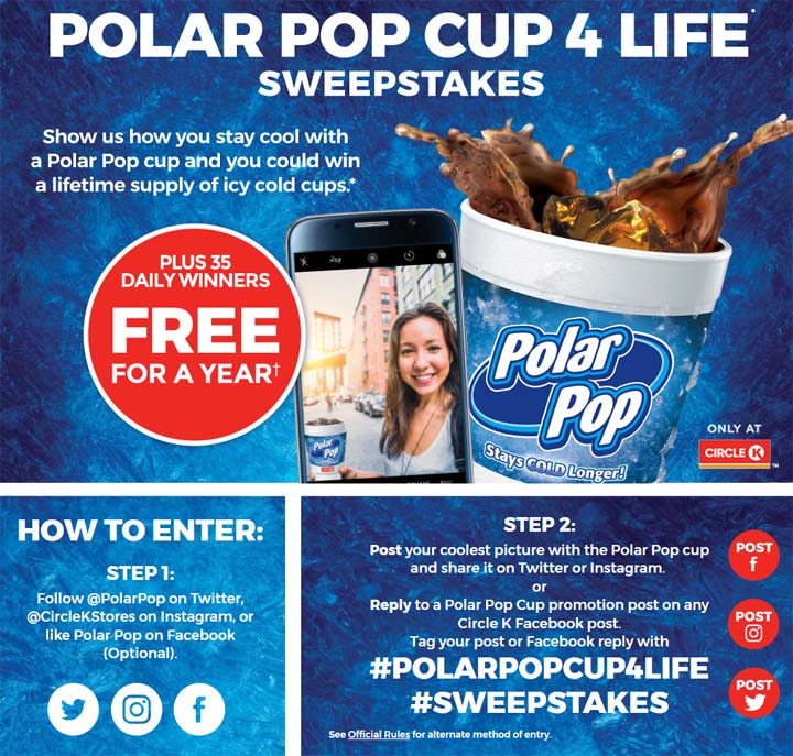 Circle K Polar Pop Cup 4 Life Sweepstakes