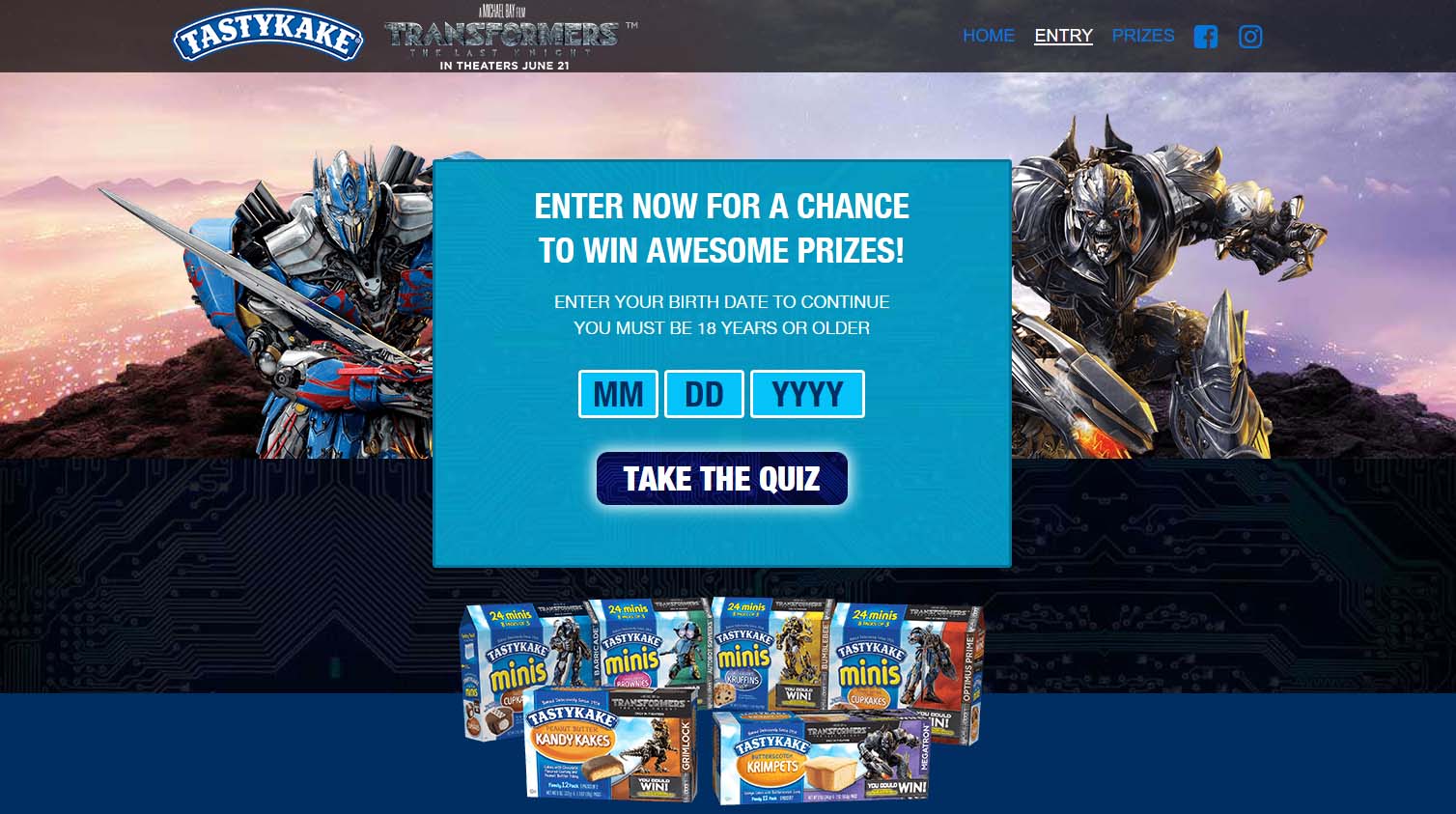 Tastykake & Transformers: The Last Knight Sweepstakes