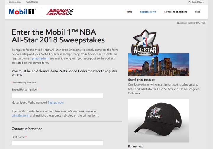 Mobil 1 NBA All-Star Sweepstakes