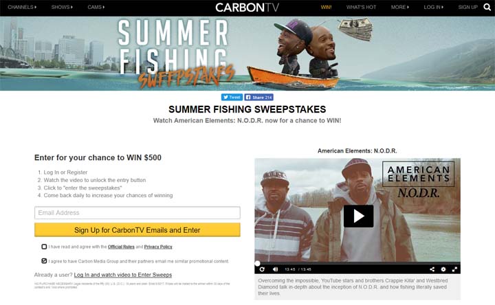 CarbonTV’s Summer Fishing Sweepstakes