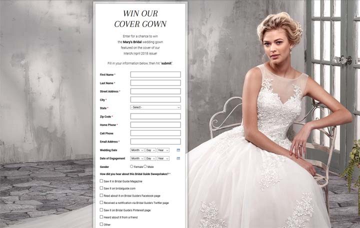 Mary's Bridal Cover Gown Sweepstakes | Sweepstakes PIT