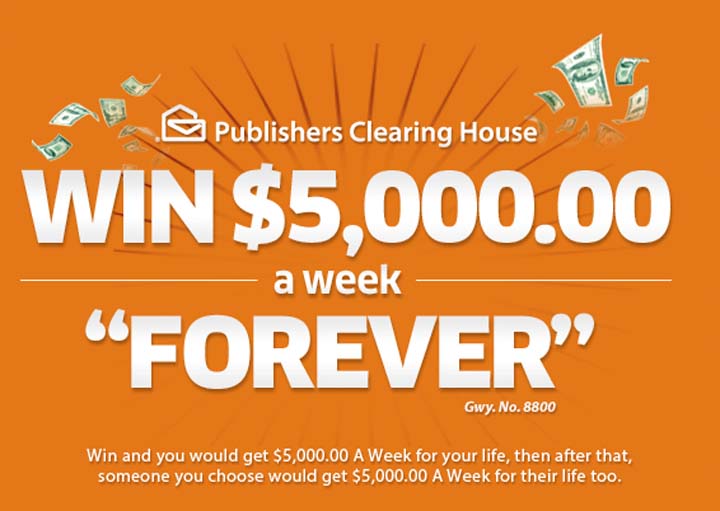 PCH $5,000.00 A-Week "Forever" Giveaway No. 8800