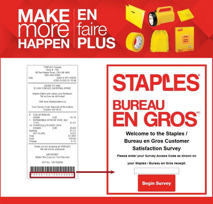 Staples Customer Satisfaction Survey Sweepstakes