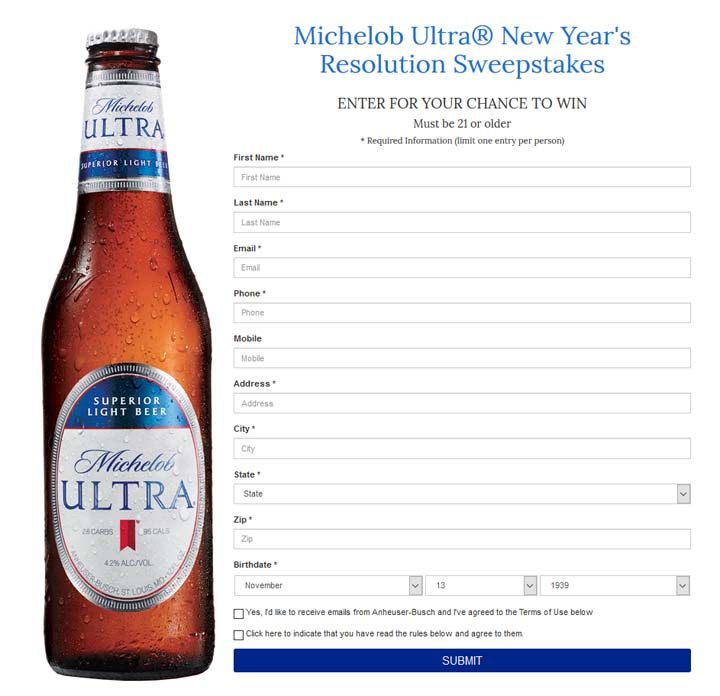 michelob-ultra-new-years-resolution-sweepstakes