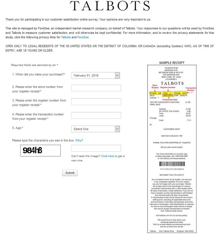 talbots-survey-sweepstakes