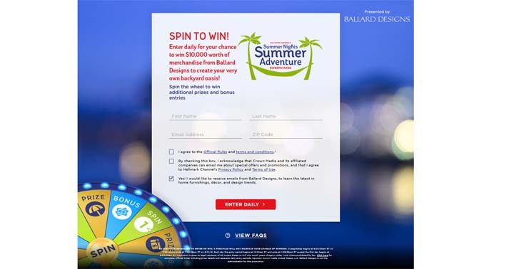 Hallmark Channel's Summer Nights Summer Adventure Sweepstakes