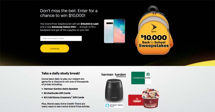 Sprint $10,000 Back to School Sweepstakes