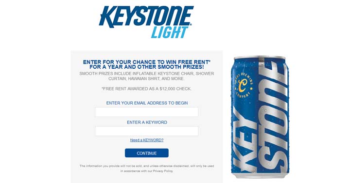 Keystone Light Fall Renter Sweepstakes