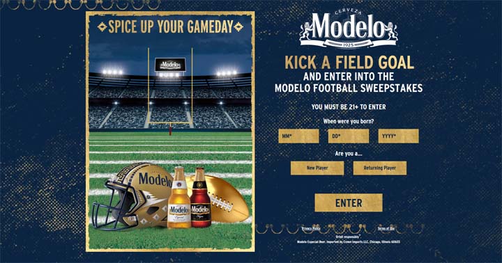 Modelo Football Sweepstakes & Instant Win Game