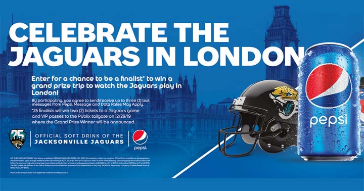 Pepsi Celebrate the Jaguars in London Sweepstakes