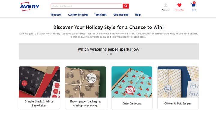 Avery Discover your Holiday Style Quiz Contest