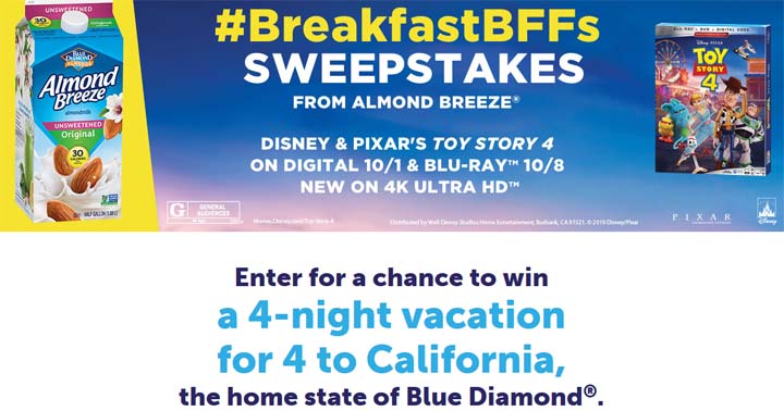 Almond Breeze Toy Story 4 BreakfastBFFs Sweepstakes