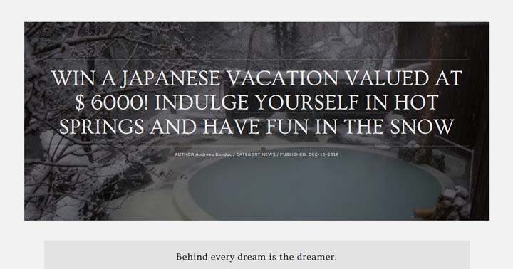 Andreea Bondoc Win a Japanese Vacation Sweepstakes