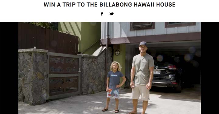Win a Trip to the Billabong Hawaii House Sweepstakes