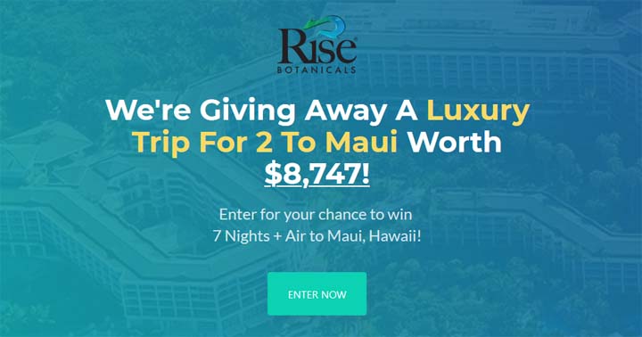 Rise Botanicals Rise2Maui Sweepstakes