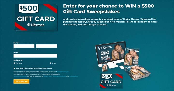 Global Heroes Visa Gift Card Sweepstakes