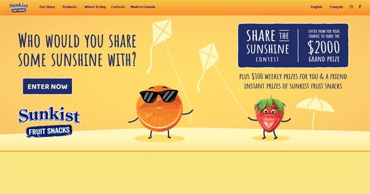 Sunkist Fruit Snacks Share the Sunshine Sweepstakes