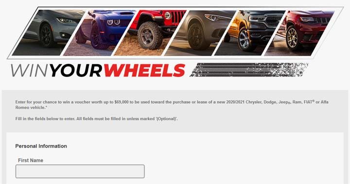 FCA Win your Wheels Contest