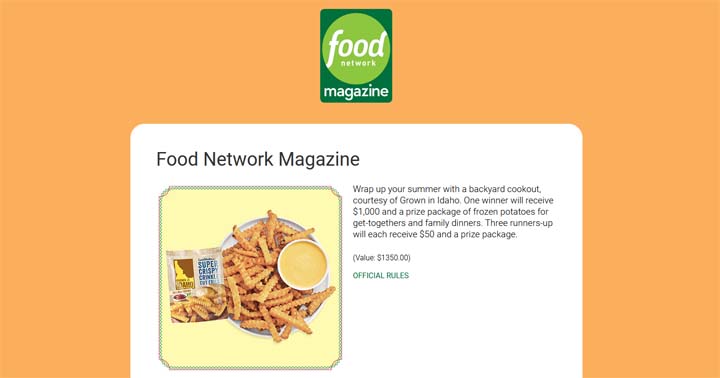 Food Network Magazine Potato Sweepstakes