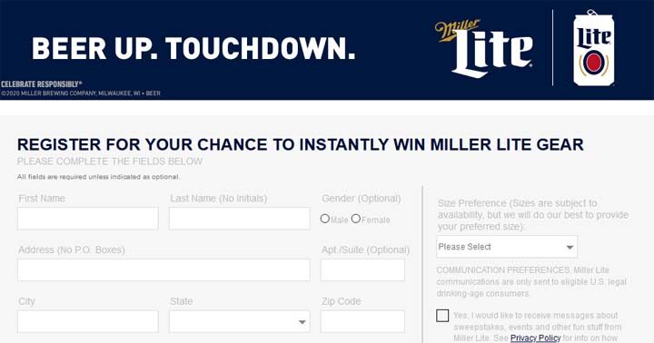 Miller Lite National Football Promotion