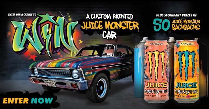 Monster Energy Chance to Win a Custom Painted Car Sweepstakes