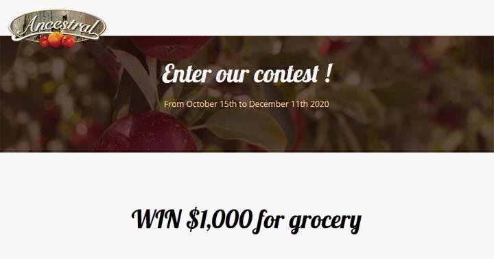 Ancestral Vinegar $1,000 Grocery Giveaway Contest
